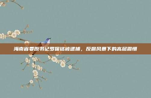 海南省委原书记罗保铭被逮捕，反腐风暴下的高层震慑