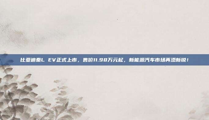 比亚迪秦L EV正式上市，售价11.98万元起，新能源汽车市场再添新锐！