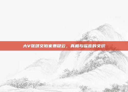 大V张颂文陷家暴疑云，真相与谣言的交织